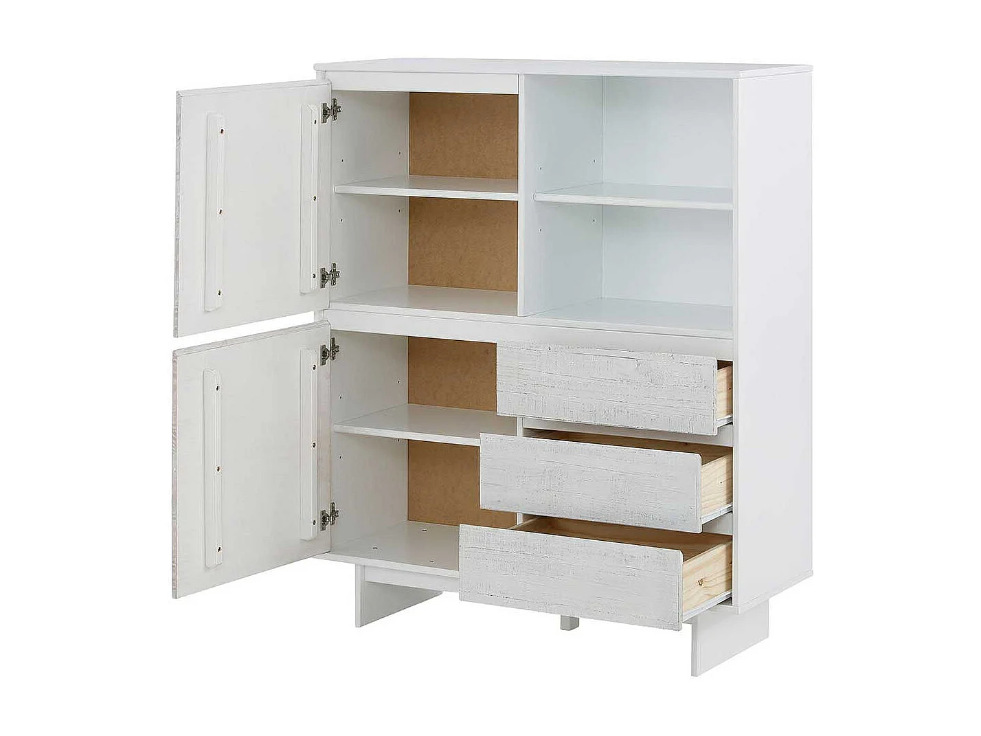 Garderobenkommode in Weiß lasiert Kiefer massiv