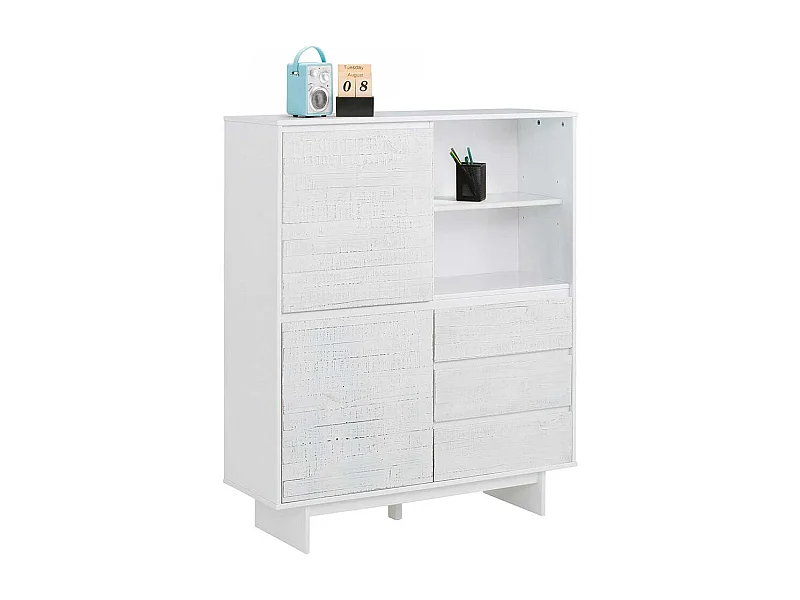 Garderobenkommode in Weiß lasiert Kiefer massiv