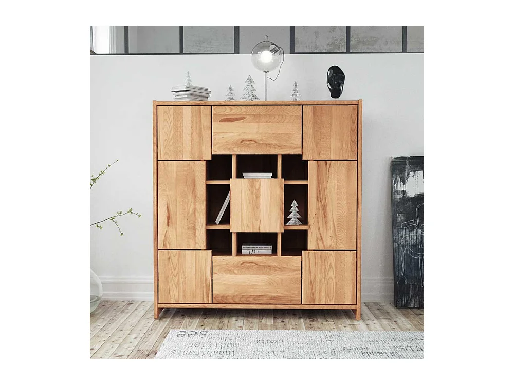 Wohnzimmer Highboard aus Kernbuche Massivholz modern