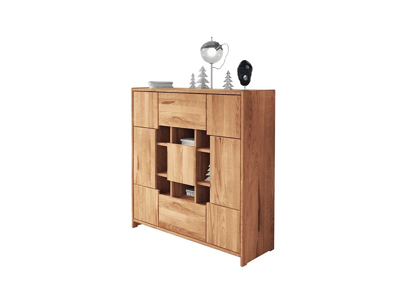 Wohnzimmer Highboard aus Kernbuche Massivholz modern