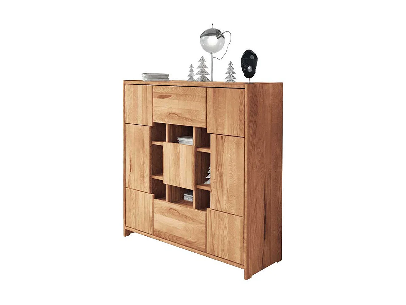 Wohnzimmer Highboard aus Kernbuche Massivholz modern