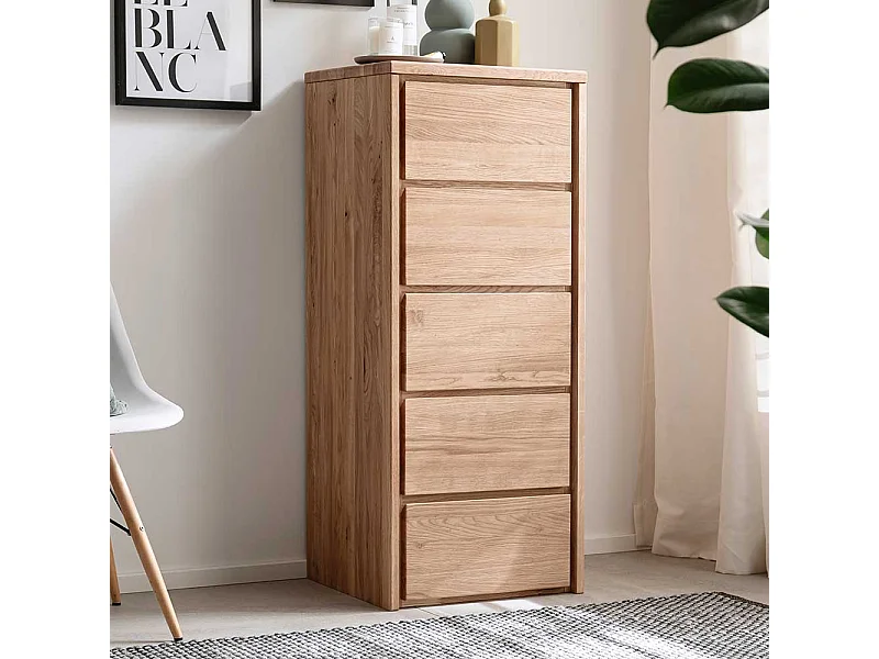 Säulenkommode aus Eiche Massivholz fünf Schubladen