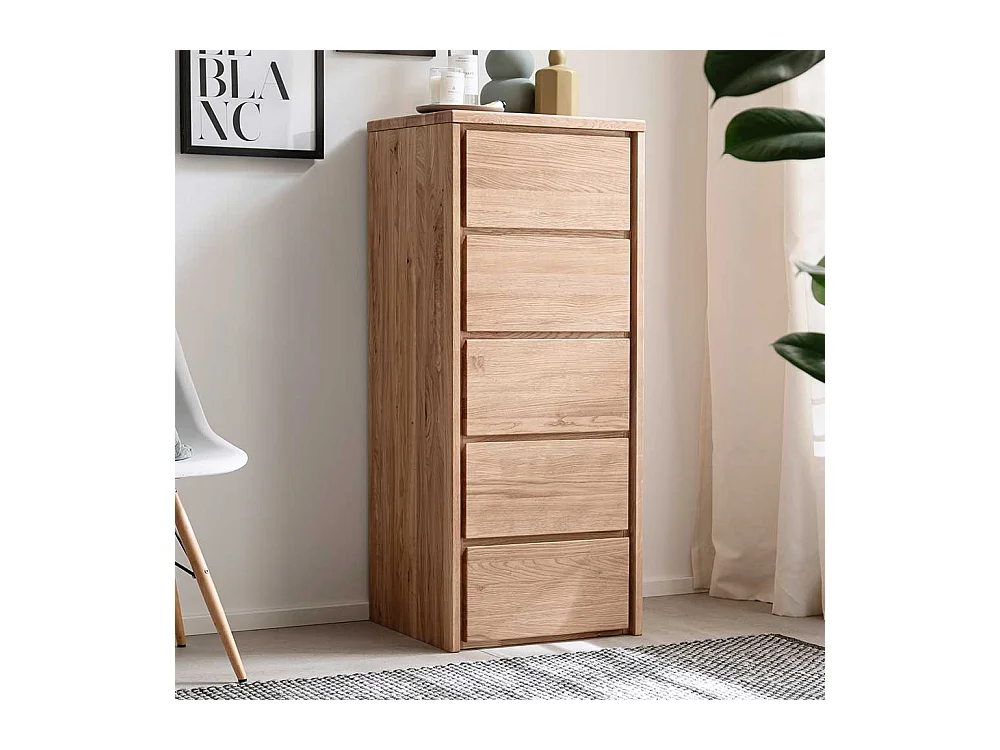 Säulenkommode aus Eiche Massivholz fünf Schubladen