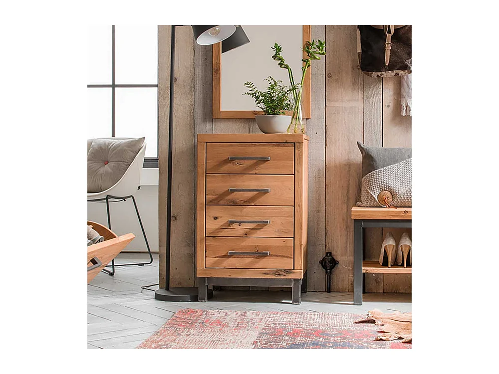 Schubkastenkommode aus Wildeiche & Buche Massivholz Eisen