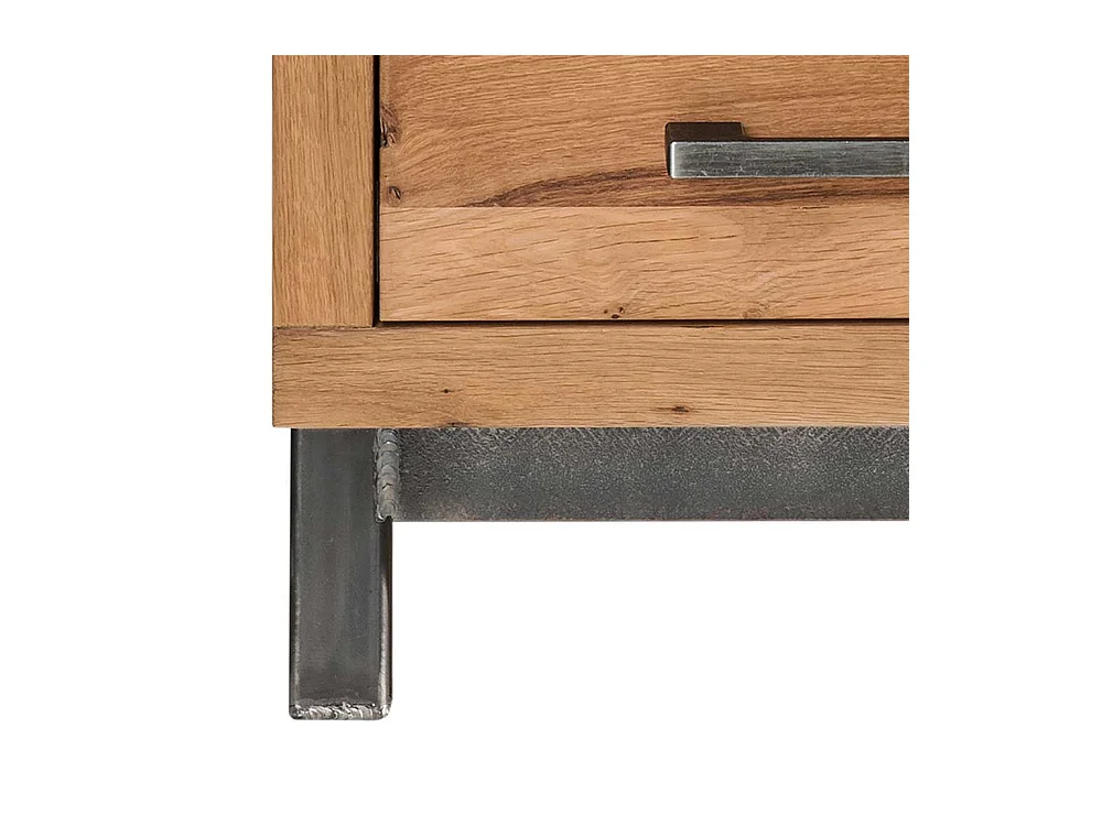 Schubkastenkommode aus Wildeiche & Buche Massivholz Eisen