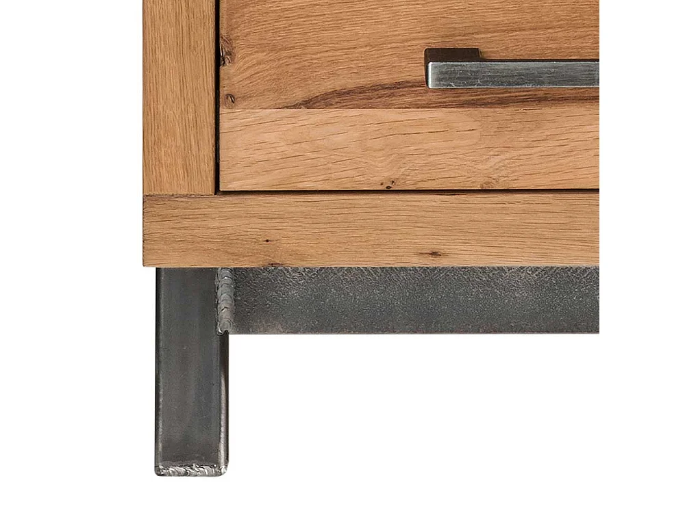 Schubkastenkommode aus Wildeiche & Buche Massivholz Eisen