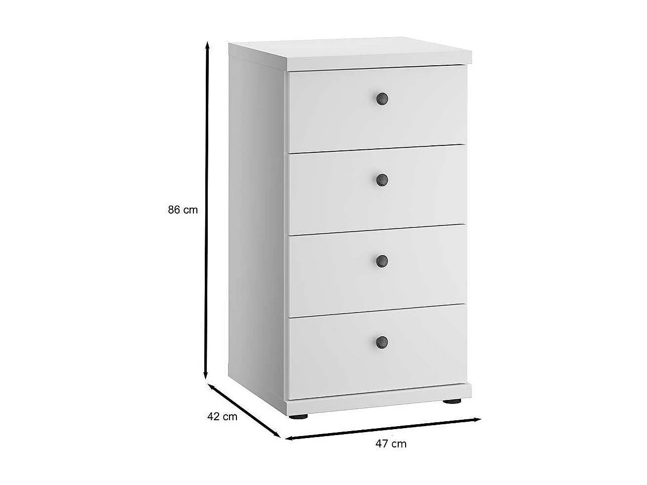 Hochkommode mit Schubladen weißer Landhaus Stil 47 cm breit