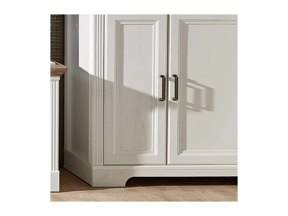 Wohnzimmer Highboard in Weiß und Eichefarben LED Beleuchtung