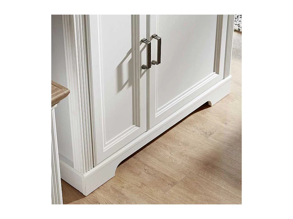 Wohnzimmer Highboard in Weiß und Eichefarben LED Beleuchtung