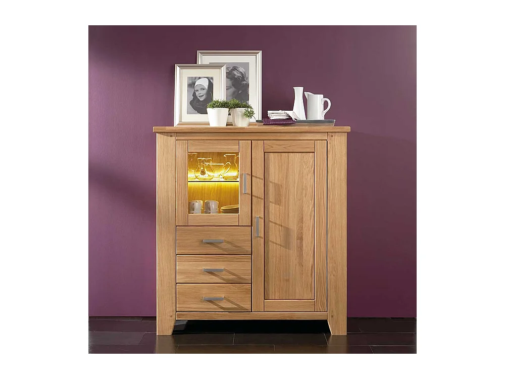 Esszimmer Highboard aus Wildeiche Massivholz Glastür