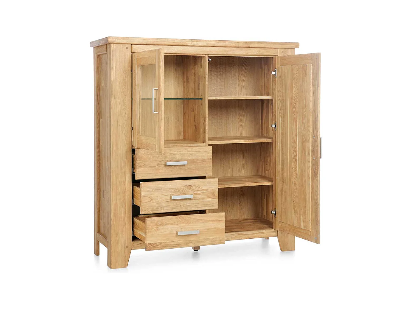 Esszimmer Highboard aus Wildeiche Massivholz Glastür