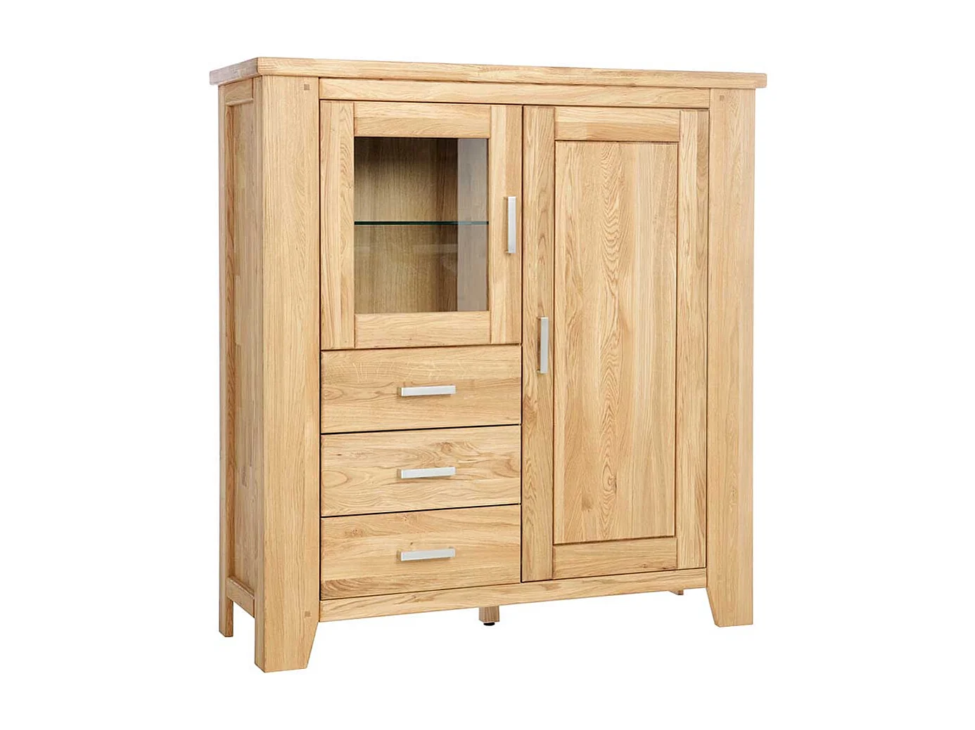 Esszimmer Highboard aus Wildeiche Massivholz Glastür