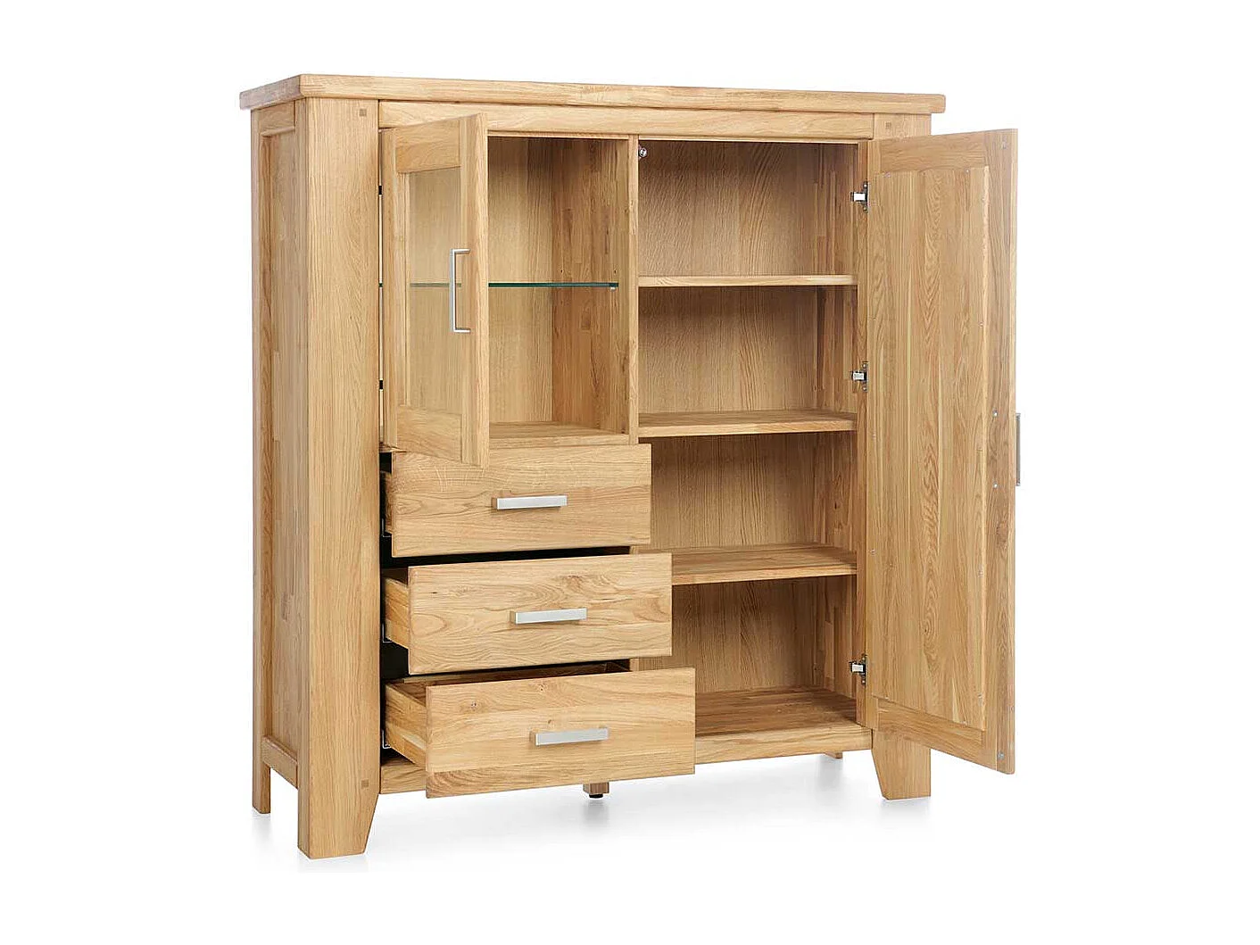 Esszimmer Highboard aus Wildeiche Massivholz Glastür