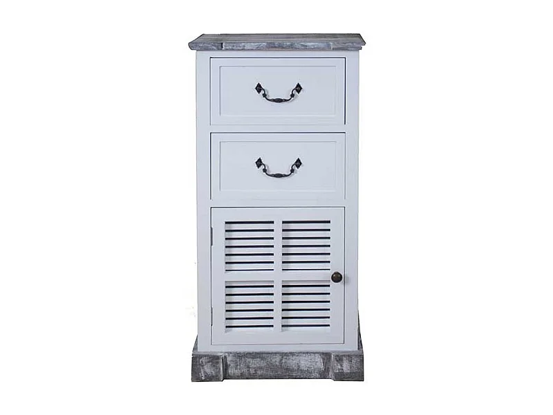 Hochkommode im Shabby Chic Design Weiß Grau