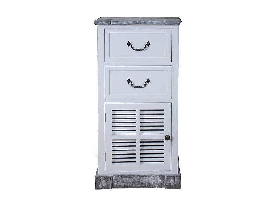 Hochkommode im Shabby Chic Design Weiß Grau