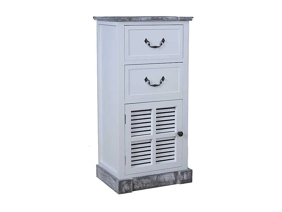 Hochkommode im Shabby Chic Design Weiß Grau