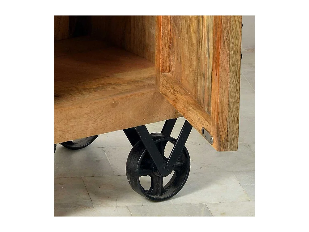 Hochkommode auf Rollen Mangobaum Massivholz