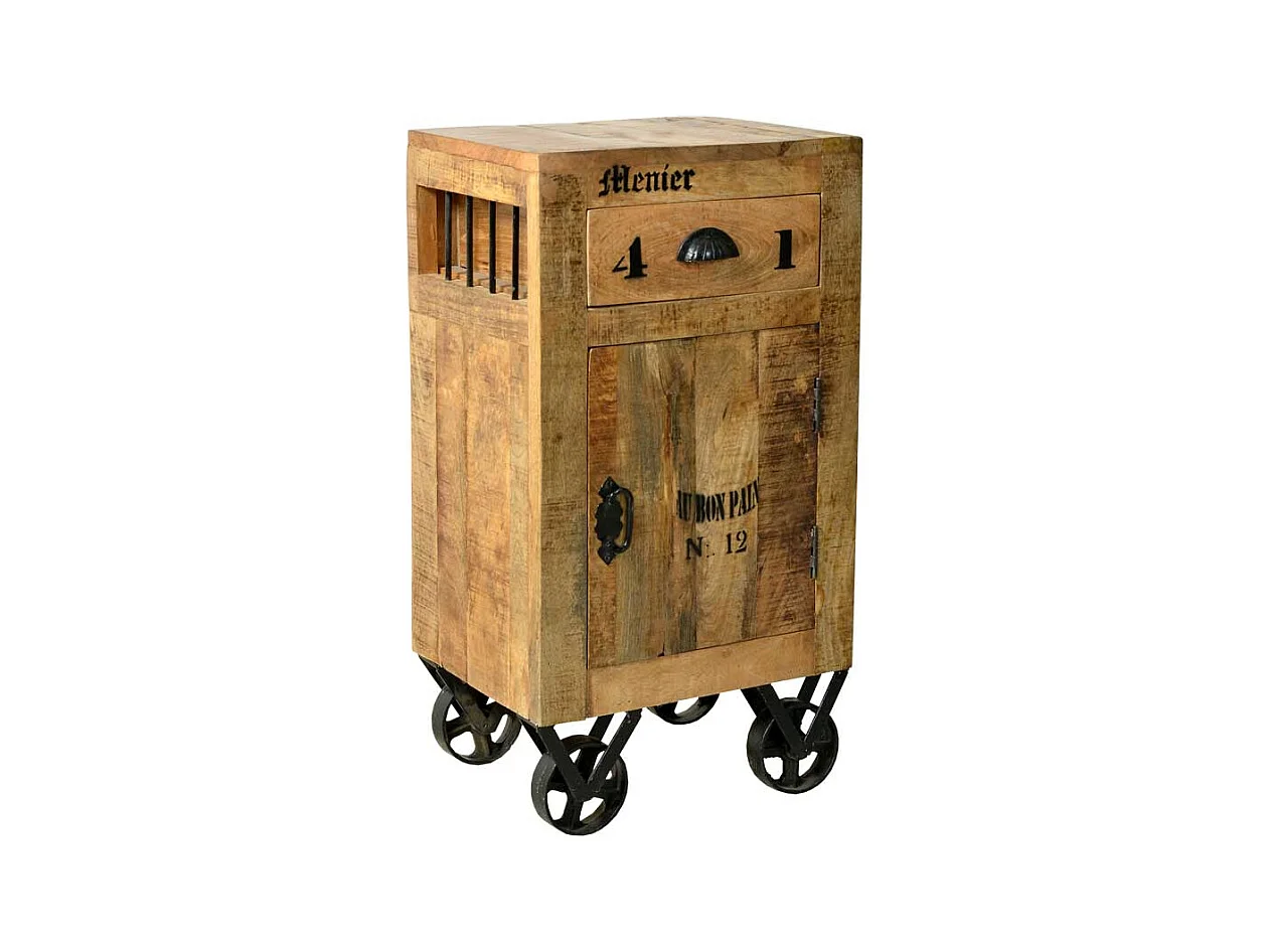 Hochkommode auf Rollen Mangobaum Massivholz