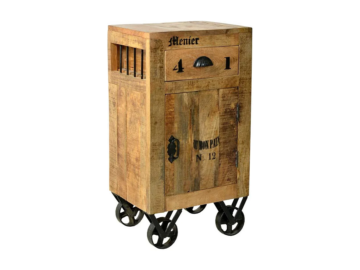 Hochkommode auf Rollen Mangobaum Massivholz