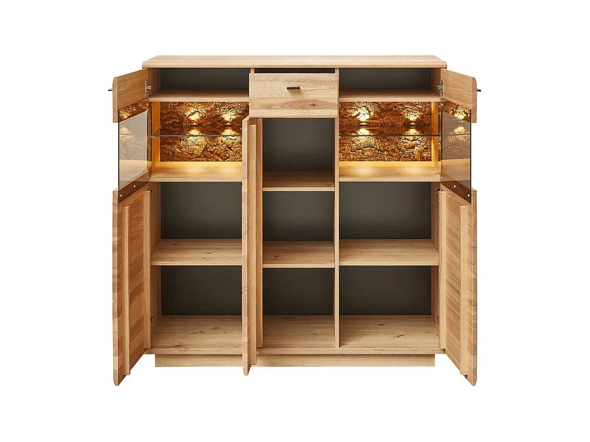 Esszimmer Highboard teilmassiv in Eschefarben Wildeichefarben