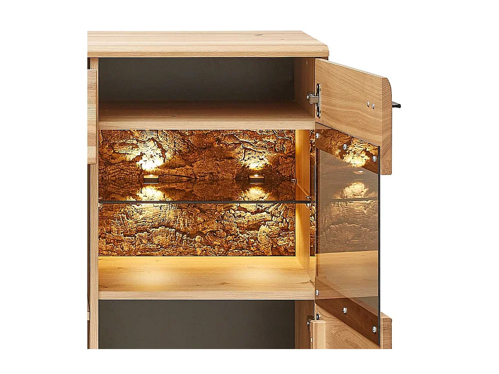 Esszimmer Highboard teilmassiv in Eschefarben Wildeichefarben