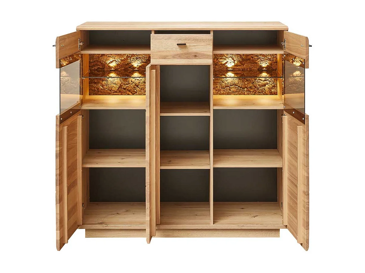 Esszimmer Highboard teilmassiv in Eschefarben Wildeichefarben