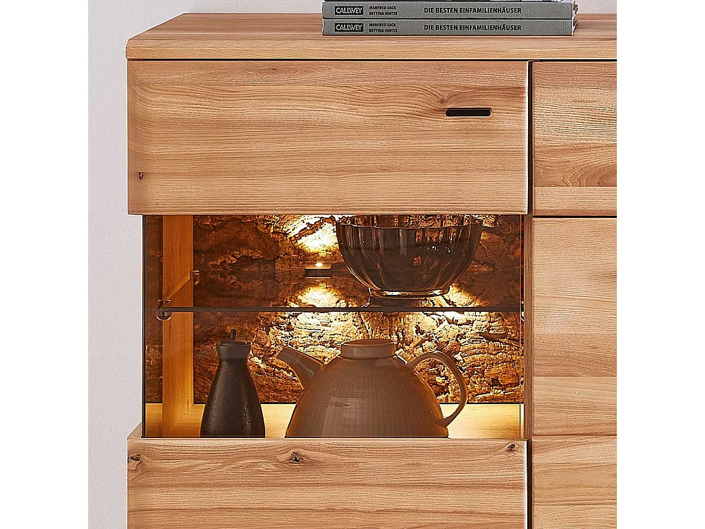 Esszimmer Highboard teilmassiv in Eschefarben Wildeichefarben