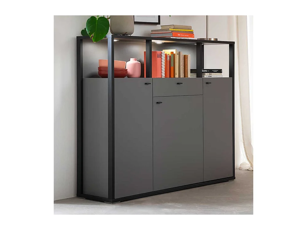 Wohnzimmer Highboard in Grau Anthrazit