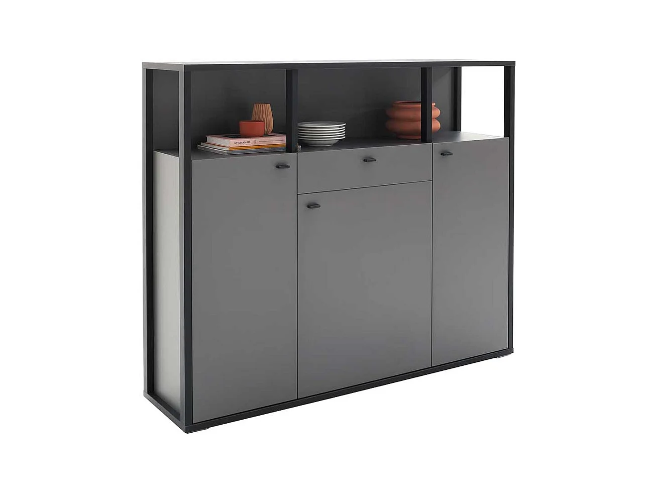 Wohnzimmer Highboard in Grau Anthrazit