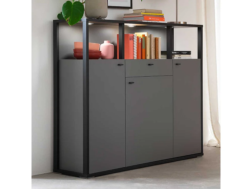 Wohnzimmer Highboard in Grau Anthrazit