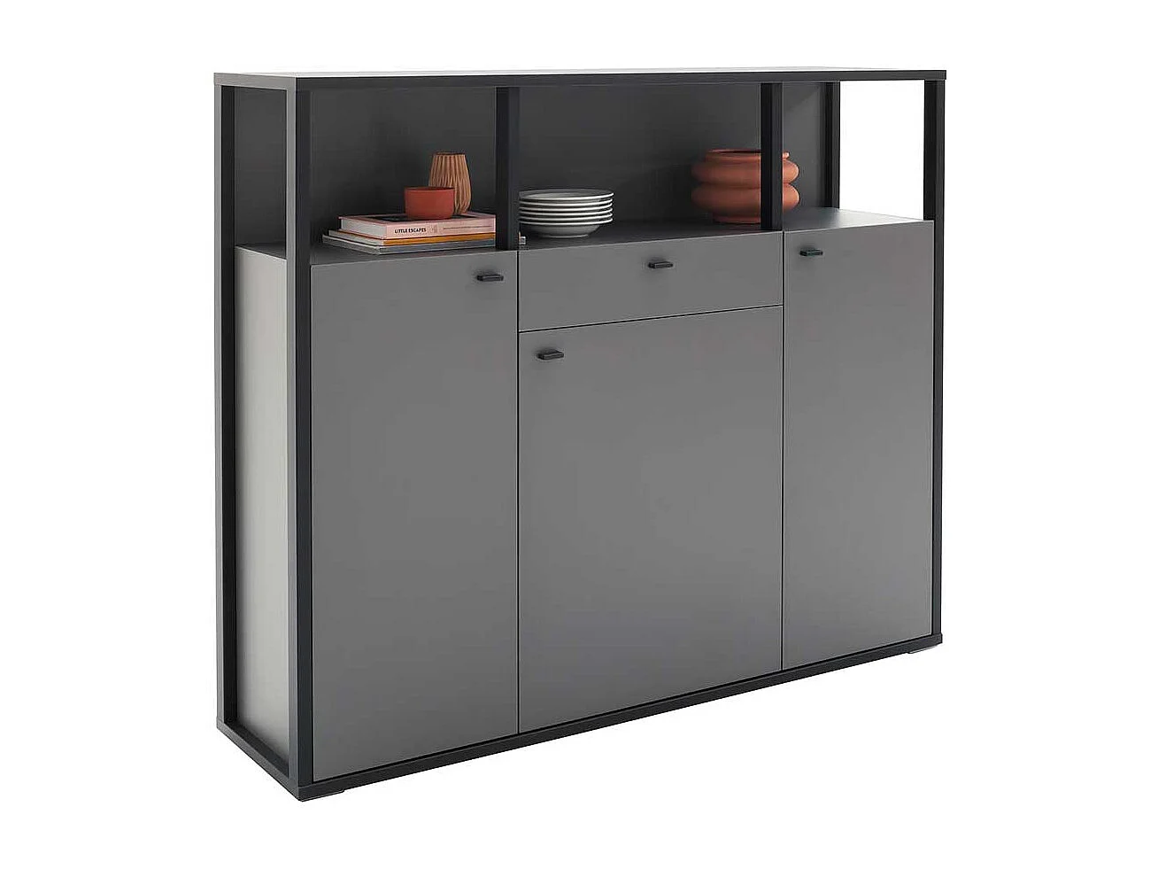 Wohnzimmer Highboard in Grau Anthrazit