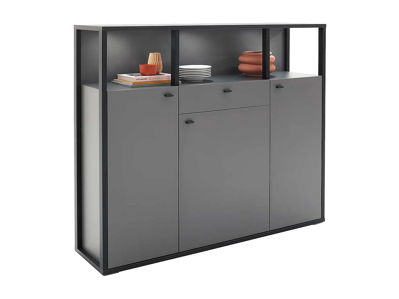 Wohnzimmer Highboard in Grau Anthrazit