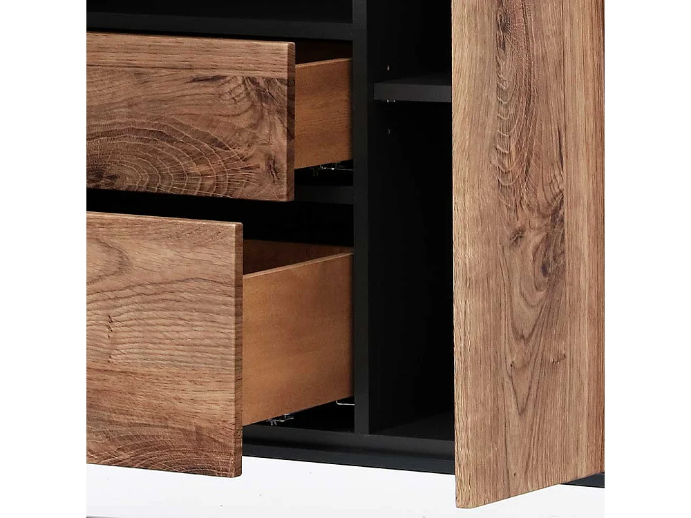 Loft Design Highboard in Eiche dunkel Optik und Dunkelgrau Klappe