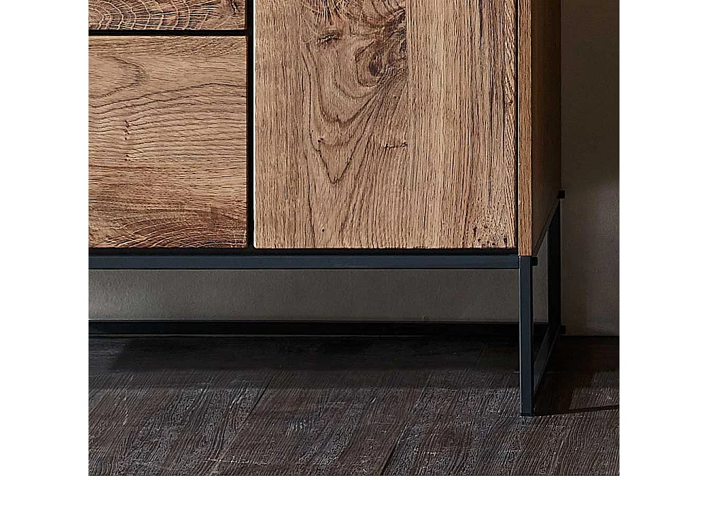 Loft Design Highboard in Eiche dunkel Optik und Dunkelgrau Klappe