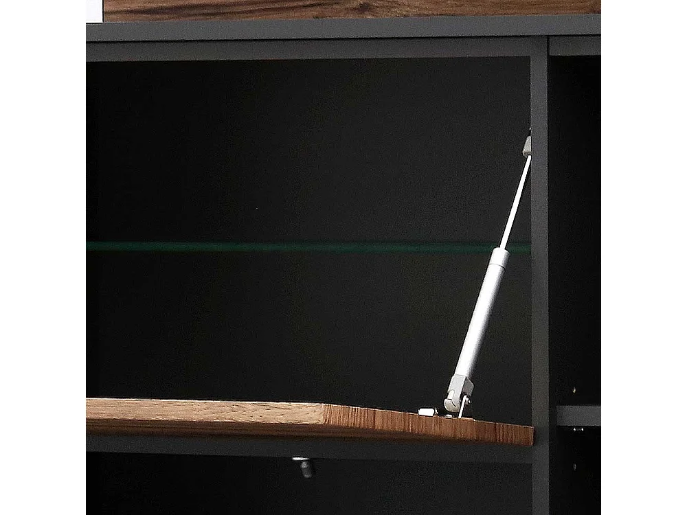 Loft Design Highboard in Eiche dunkel Optik und Dunkelgrau Klappe
