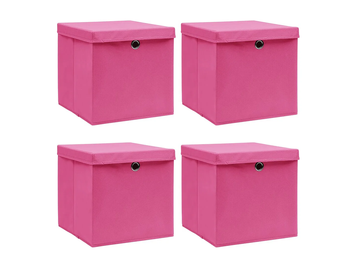 Boîtes de rangement avec couvercles 4 pcs Rose 32x32x32cm Tissu