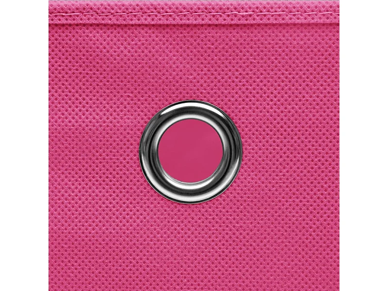 Conjunto de 4 Caixas de Arrumação com Tampa em Tecido Rosa - 32x32x32 cm