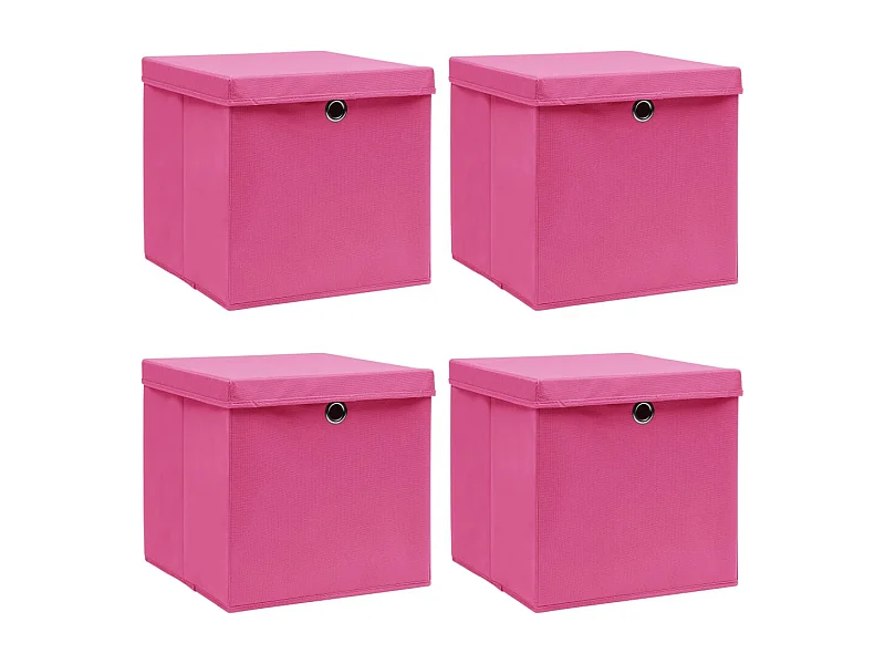 Aufbewahrungsboxen mit Deckeln 4 Stk. Rosa 32x32x32 cm Stoff