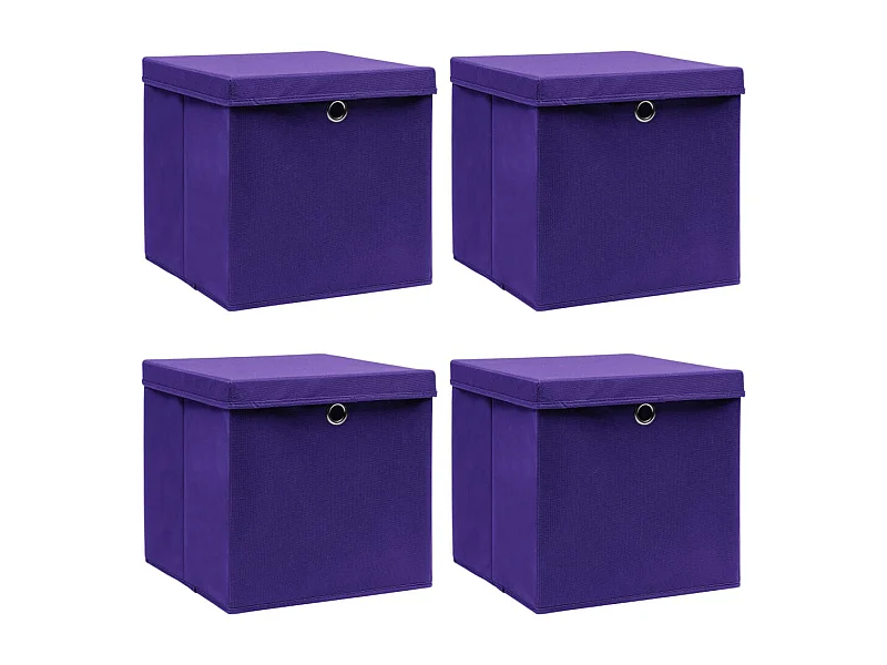 Boîtes de rangement et couvercles 4 pcs Violet 32x32x32cm Tissu