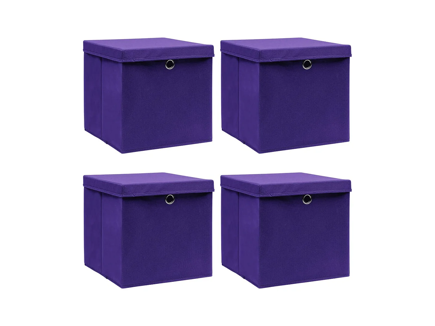 Boîtes de rangement et couvercles 4 pcs Violet 32x32x32cm Tissu