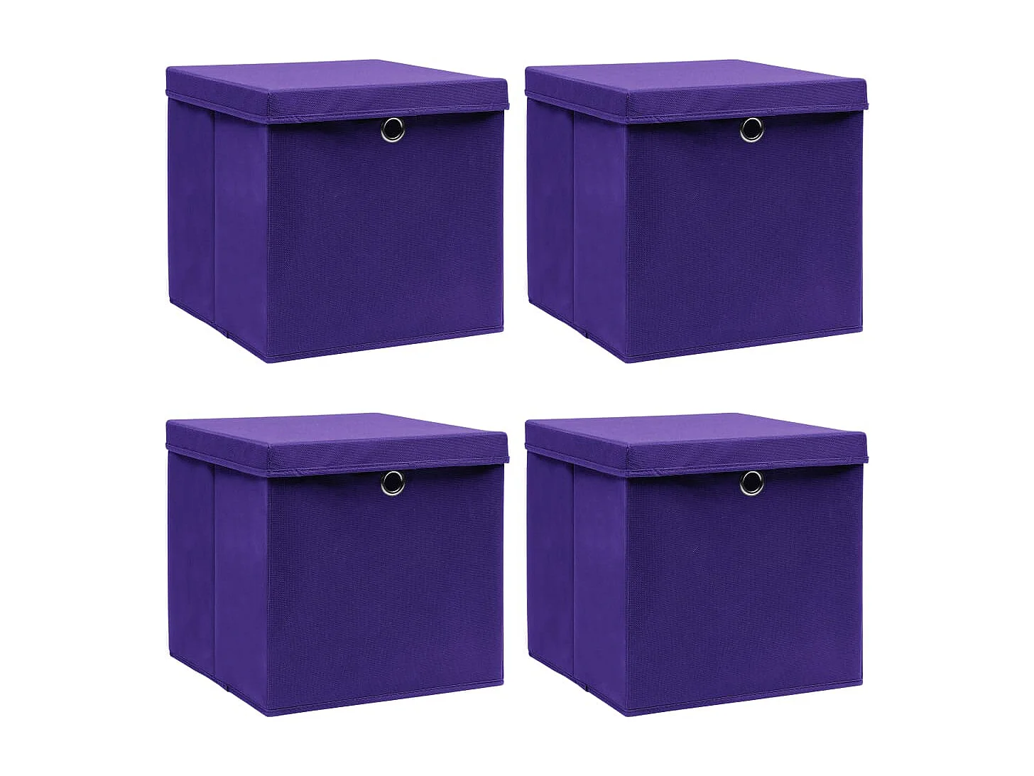 Boîtes de rangement et couvercles 4 pcs Violet 32x32x32cm Tissu
