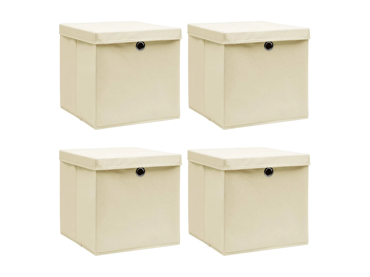 Aufbewahrungsboxen mit Deckel 4 Stk. Creme 32x32x32 cm Stoff