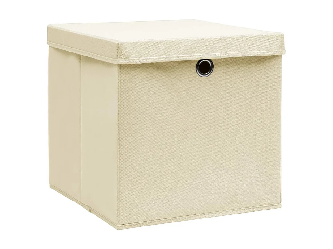 Aufbewahrungsboxen mit Deckel 4 Stk. Creme 32x32x32 cm Stoff