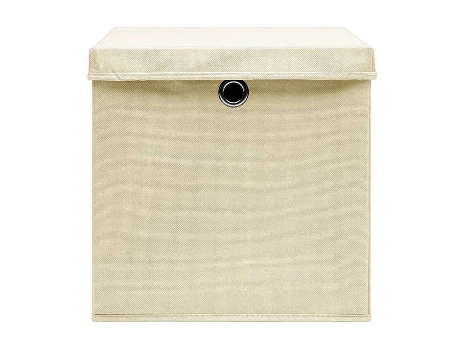 Aufbewahrungsboxen mit Deckel 4 Stk. Creme 32x32x32 cm Stoff