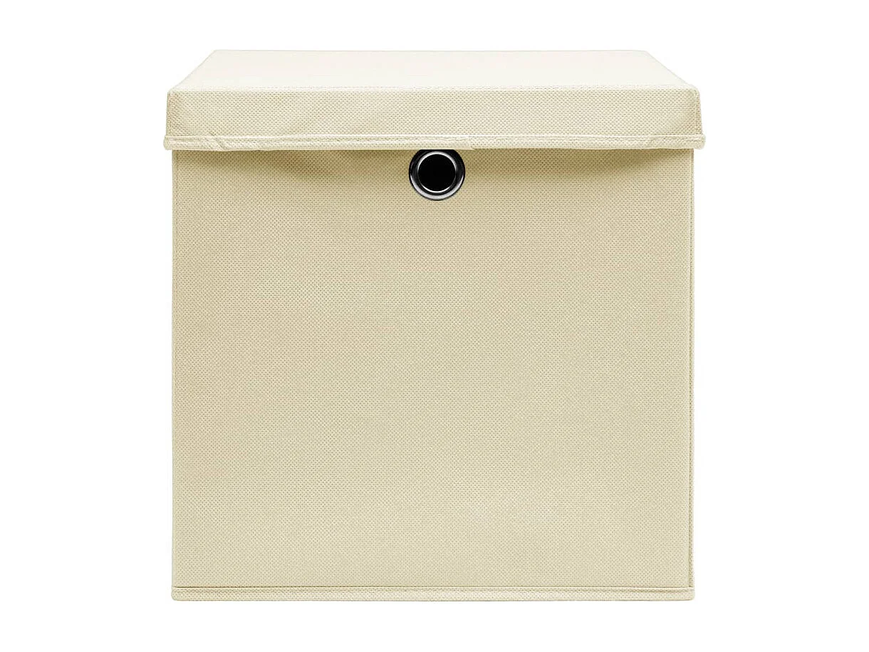 Aufbewahrungsboxen mit Deckel 4 Stk. Creme 32x32x32 cm Stoff