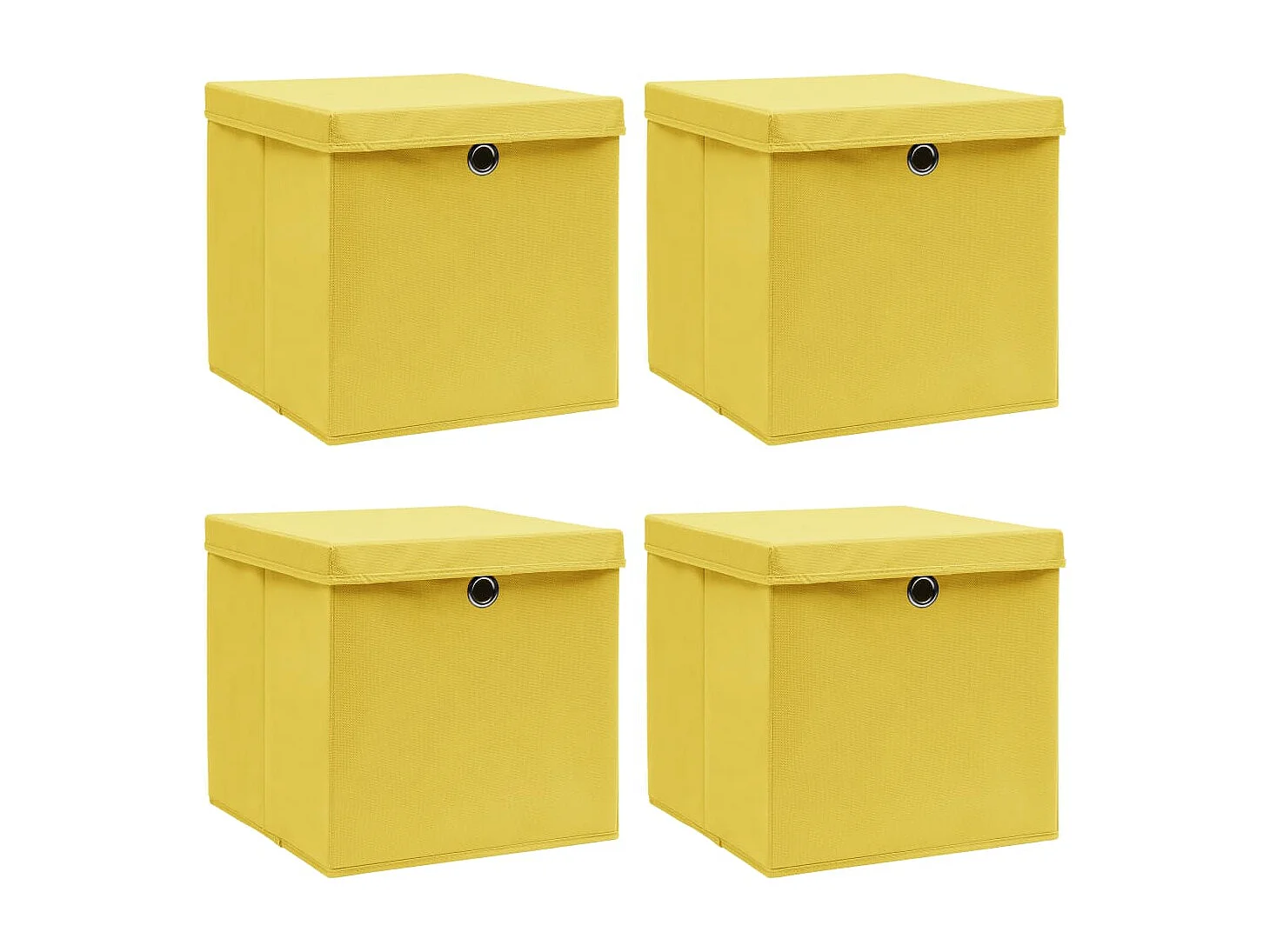 Boîtes de rangement et couvercles 4 pcs Jaune 32x32x32 cm Tissu