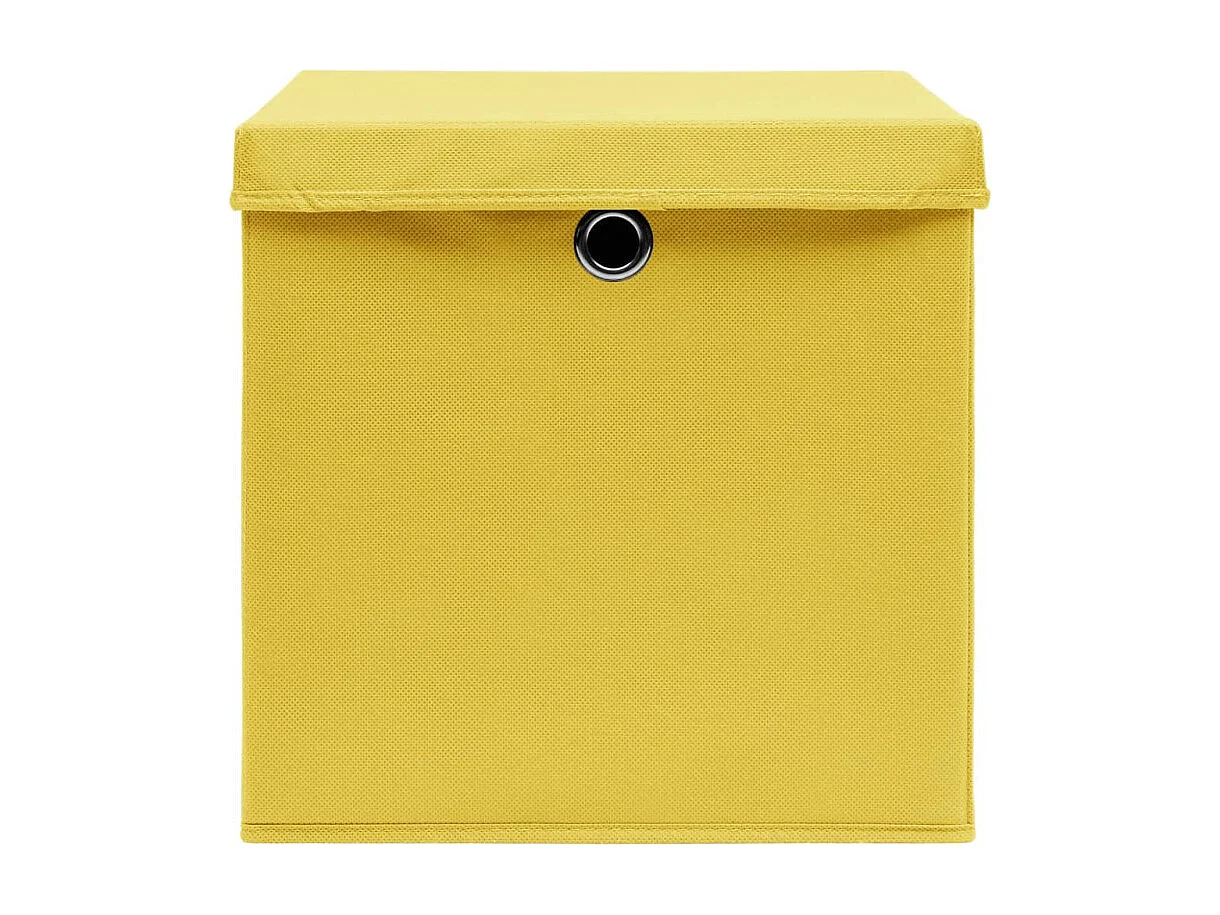 Boîtes de rangement et couvercles 4 pcs Jaune 32x32x32 cm Tissu
