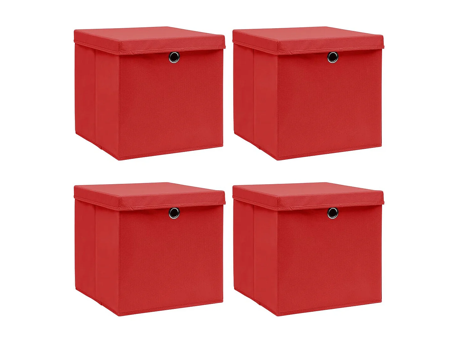Boîtes de rangement et couvercles 4 pcs Rouge 32x32x32 cm Tissu