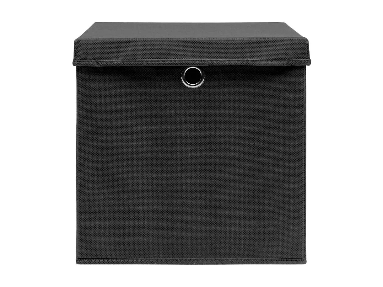 Boîtes de rangement avec couvercle 4 pcs Noir 32x32x32 cm Tissu