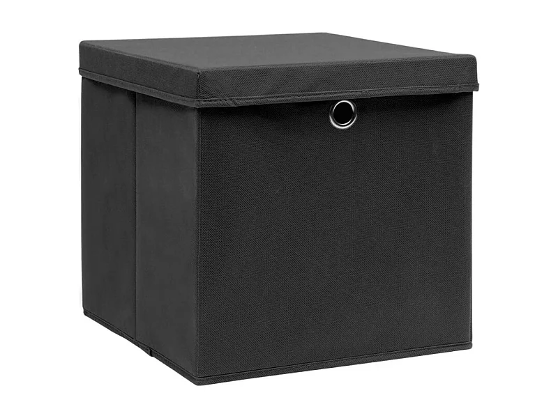 Aufbewahrungsboxen mit Deckeln 4 Stk. Schwarz 32x32x32 cm Stoff
